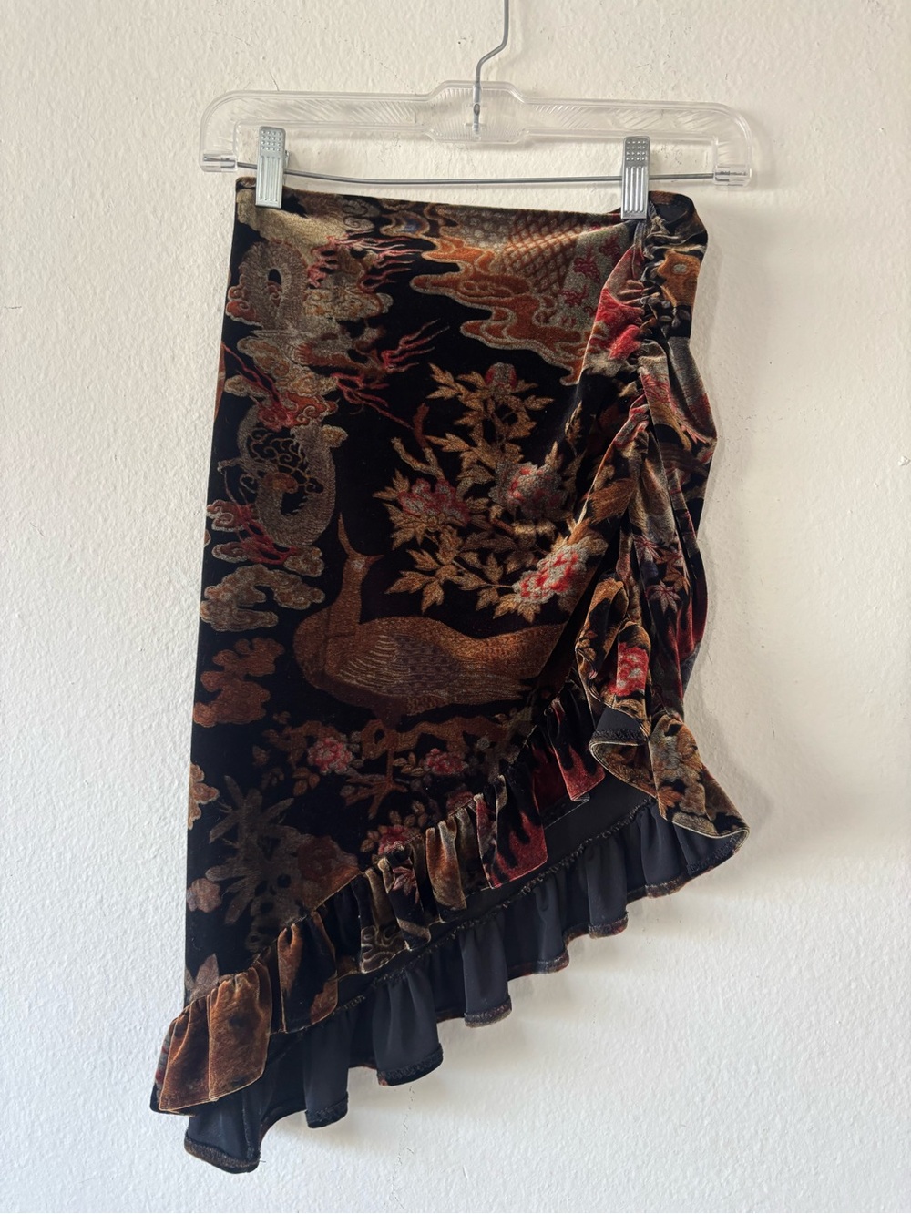 Vintage Velvet Suede boho printed skirt